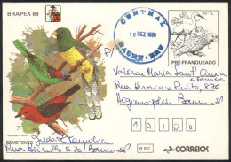 RHM.BP-167, Postal Card (Brapex 88, BIRDS) Used On 19/DE/1988, VF Quality, Very Rare Postally Used, RHM Catalog... - Covers & Documents