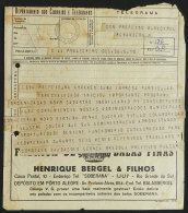 Telegram Sent By The Prefect Of Porto Alegre To That Of Sao Paulo (interesting Text), With ADVERTISING For A CANDY... - Covers & Documents