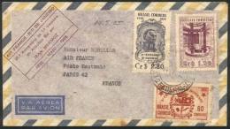 Airmail Cover Sent From Rio To Paris On 14/MAY/1955, Flight Commemorating The 25th Anniv. Of The First South... - Covers & Documents