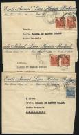 3 Covers Sent From Jaú To Poste Restante In Campinas, All Franked With 400Rs. Plus 200Rs. To Pay The... - Covers & Documents