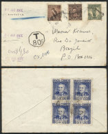 Cover Sent From Australia To Rio De Janeiro With Insufficient Postage, With DUES Mark For 80c., Which Was Paid On... - Briefe U. Dokumente