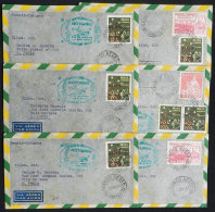 1/MAY/1944 Rio - Sao Paulo, First Night Flight, 6 Covers Of VF Quality! - Briefe U. Dokumente