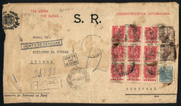 Cover With Diplomatic Correspondence Sent By Registered Airmail From Pará To Portugal On 31/MAR/1944,... - Covers & Documents