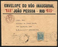 20/AP/1943 N.A.B. First Flight Joao Pessoa - Rio, Cover Sent To Recife, VF Quality! - Covers & Documents