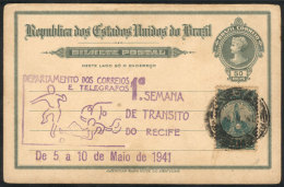 Postal Card With Special Handstamp Of TRAFFIC WEEK - RECIFE - MAY 1941. - Covers & Documents