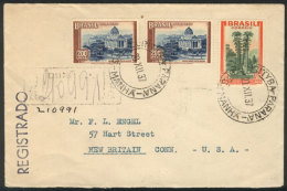 Registered Cover Sent From Curitiba To USA On 20/DE/1937, Very Nice Postage, Excellent Quality! - Covers & Documents