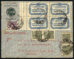 Airmail Cover Sent Via Air France From Rio To Germany On 25/JUL/1936, Franked With Block Of 4 Of Sc.425 + Other... - Briefe U. Dokumente