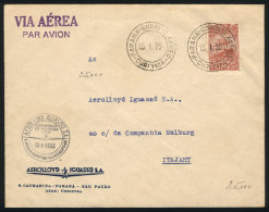 15/JA/1935 AEROLLOYD IGUASSÚ First Flight Curitiba - Itajahy, Arrival Backstamp, VF Quality! - Briefe U. Dokumente