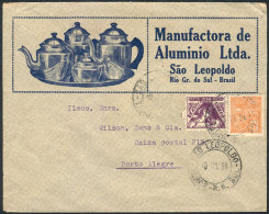 Cover With Advertisement On Front And Reverse (ALUMINIUM POTS & PANS) Sent From Sao Leopoldo To Porto Alegre On... - Covers & Documents