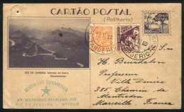 100Rs. Postal Card Illustrated With View Of Rio De Janeiro, Sent To France On 13/FE/1934, Written In Esperanto,... - Briefe U. Dokumente