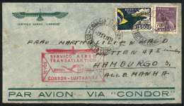 7/FE/1934 Rio - Germany, Condor-Lufthansa First Transatlantic Airmail, With Stuttgart Arrival Backstamp. - Covers & Documents