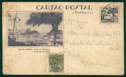 100Rs. Postal Card Illustrated With View Of Rio De Janeiro, Sent To Portugal On 10/JA/1934, Minor Defects - Covers & Documents