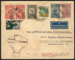 Registered Cover Flown Via ZEPPELIN From Rio To Germany On 18/AU/1933 With Very Nice Postage, VF Quality! - Covers & Documents