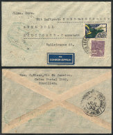 Cover Sent Via ZEPPELIN From Rio To Germany On 7/JUL/1933, Very Fine Quality! - Brieven En Documenten