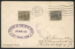 Cover With Printed Matter Posted To USA From A British Ship AT SEA, With Brazilian Postage Of 40Rs., Violet... - Briefe U. Dokumente