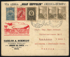 Cover Flown Via ZEPPELIN, From Porto Alegre To Germany On 5/AP/1932 Franked With 11,100Rs., With Special Handstamp... - Brieven En Documenten