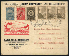 Cover Flown Via ZEPPELIN, From Porto Alegre To Germany On 5/AP/1932 Franked With 11,100Rs., With Special Handstamp... - Lettres & Documents