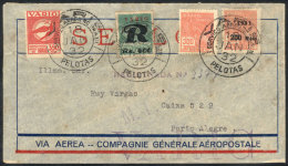 Cover Franked By Sc.1CLF3 (value US$600 Used) + Other Stamps, Sent By Airmail From Pelotas To Porto Alegre On... - Brieven En Documenten
