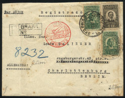 Registered Airmail Cover Sent From Sao Paulo To Berlin On 11/SE/1931, Franked With 14,000Rs., On Back Stuttgart... - Lettres & Documents