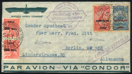 Cover Flown Via ZEPPELIN, From Santos To Germany On 1/SE/1931 Franked With 8,100Rs. Including The Set Sc.C26/27,... - Lettres & Documents