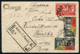 Registered Cover Sent From Sao Paulo To Switzerland On 8/JUL/1931, Nice Postage, VF Quality! - Lettres & Documents