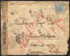 Cover (missing Part Of Original Postage) Sent From Sao Paulo To Hungary On 3/JUL/1930, With Censor Label, Returned... - Covers & Documents