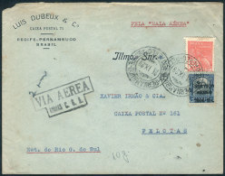 21/SE/1929 Cover Flown Via C.G.A. Between Pernambuco - Pelotas, Very Fine Quality! - Briefe U. Dokumente