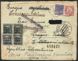 Express Airmail Cover Franked With 14,000Rs., Sent To Czechoslovakia In December 1928, Very Interesting! - Briefe U. Dokumente