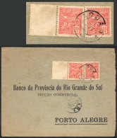 Cover Sent From Taquara To Porto Alegre On 27/AU/1928, Franked With 2 Examples Of 100Rs., One With White LABEL, VF! - Briefe U. Dokumente