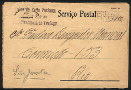 Circa 1920, Official Cover Of Servico Postal Posted Stampless By Registered Mail In Rio, Interesting! - Lettres & Documents