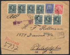 Registered Cover Sent From Santos To USA On 16/MAR/1917 With Good Postage Of 650Rs., Fine Quality! - Covers & Documents