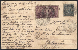 Postcard With View Of Pernambuco (Rua Da Imperatriz) Sent From PESQUEIRA To Recife On 6/AP/1915, Good Cancels! - Briefe U. Dokumente