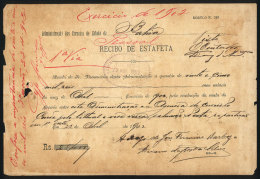 "Estafeta" Post Receipt Of The State Of Bahia, 22/AP/1902, Interesting! - Briefe U. Dokumente