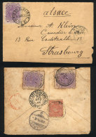 Front Of Cover Sent From Rio To Strasbourg In 1893 Franked With 200Rs. + Back Of Another Cover Sent From S. Pedro... - Briefe U. Dokumente