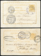 2 Postal Cards Of 80Rs. (reply) Sent From Porto Alegre To Rio In 1889 And From Rio To Switzerland In 1893, VF... - Briefe U. Dokumente