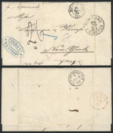 DOUBLE CROSSING Of The Atlantic: Entire Letter Sent From RIO GRANDE To New York On 19/AP/1872, With Datestamp Of... - Lettres & Documents