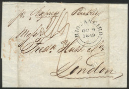 Folded Cover Sent From Rio De Janeiro To London On 9/OC/1849 By British Mail, With Arrival Backstamp Of 18/NO, Very... - Lettres & Documents