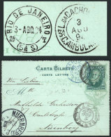 RHM.CB-10, Lettercard Sent To Germany On 2/AU/1894, VF Quality, Interesting Cancels! - Postal Stationery