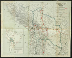 Old Map Of Bolivia (size 56 X 45 Cm) With The Airmail Routes, Published In London, VF Quality! - Autres & Non Classés