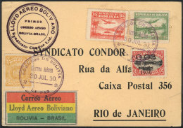 30/JUL/1930: First Airmail Flight La Paz - Rio De Janeiro Via Syndicato Condor, Card Of Excellent Quality! - Bolivie