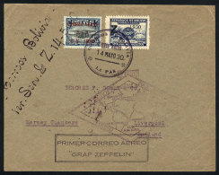 Cover Flown By ZEPPELIN, Sent From La Paz To England On 14/MAY/1930, Franked With Sc.C15 + C25, Violet Handstamp Of... - Bolivia