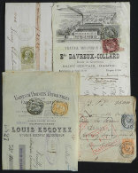 4 Checks Or Receipts Of 1900/1907, All With Postage Stamps Used As REVENUE Stamps, Very Nice! - Timbres