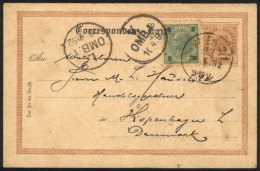 2h. Postal Card Uprated With 3h., Sent From Wien To Denmark On 12/AP/1892, Very Nice! - Brieven En Documenten