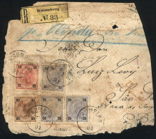 Large Fragment Of The Front Of A Registered Cover Sent From Kraumberg To Brazil On 21/AP/1891 With Spectacular... - Covers & Documents