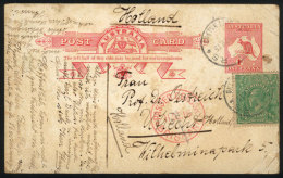 1p. Postal Card (Kangaroo) + ½p., Sent From Bell To Netherlands On 2/SE/1915 With Interesting Censor Mark Of... - Ganzsachen