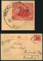 1½p. Overprinted On 2p. Postal Card Of Western Australia, Sent From FREMAM To Germany In FE/1903?, VF... - Storia Postale