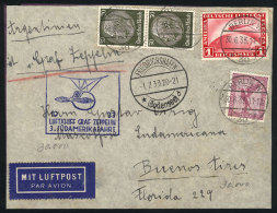 Cover Flown Via ZEPPELIN, From Berlin To Buenos Aires On 30/JUN/1933, Franked With 1.75Mk., With Friedrichshafen... - Briefe U. Dokumente