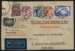 Airmail Cover Sent From Berlin To Brazil On 28/AP/1933 Via Air France, With Very Nice Multicolor Postage Of 4.15Mk.... - Brieven En Documenten
