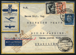 Cover Flown Via ZEPPELIN, From Frankfurt To Rio De Janeiro On 26/SE/1932, Franked With 2.75Mk., With... - Covers & Documents