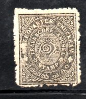 T211 - India TRAVANCORE ANCHEL STAMP , 3/4 Chuckram Nuovo . Poco Fresco - Travancore